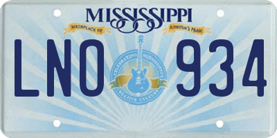 MS license plate LNO934