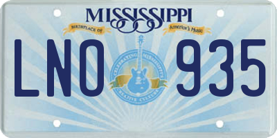 MS license plate LNO935