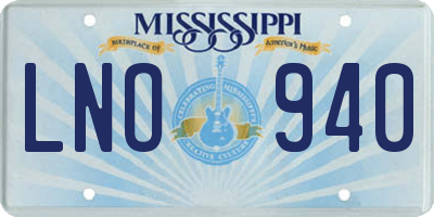 MS license plate LNO940