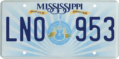 MS license plate LNO953