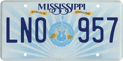 MS license plate LNO957