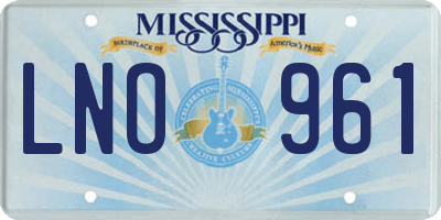 MS license plate LNO961