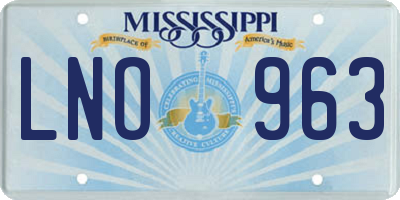 MS license plate LNO963