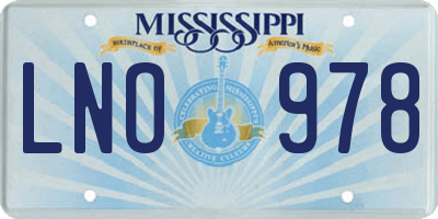 MS license plate LNO978