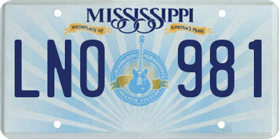 MS license plate LNO981