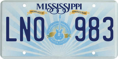 MS license plate LNO983
