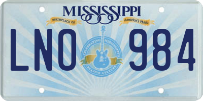 MS license plate LNO984