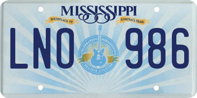 MS license plate LNO986