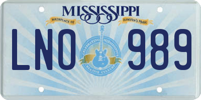 MS license plate LNO989