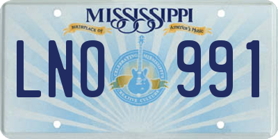 MS license plate LNO991