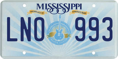 MS license plate LNO993