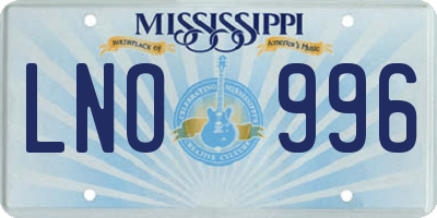 MS license plate LNO996