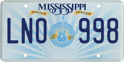 MS license plate LNO998