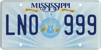 MS license plate LNO999