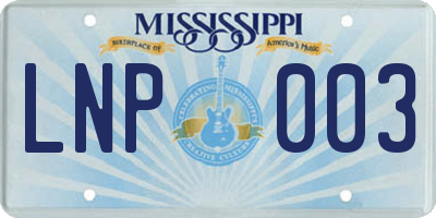 MS license plate LNP003