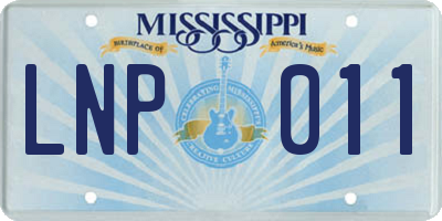 MS license plate LNP011