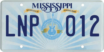 MS license plate LNP012