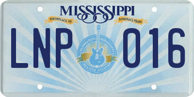 MS license plate LNP016