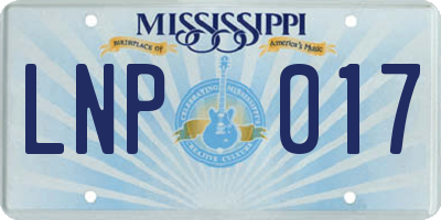 MS license plate LNP017