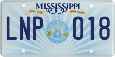 MS license plate LNP018
