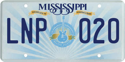 MS license plate LNP020