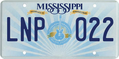MS license plate LNP022
