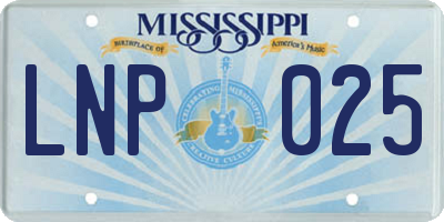 MS license plate LNP025
