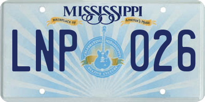 MS license plate LNP026