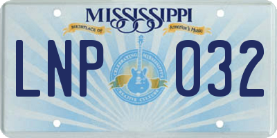 MS license plate LNP032