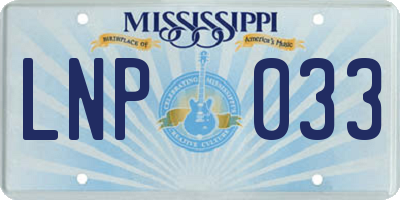MS license plate LNP033
