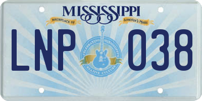 MS license plate LNP038