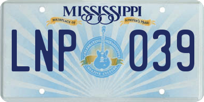 MS license plate LNP039