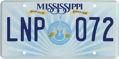 MS license plate LNP072