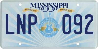 MS license plate LNP092