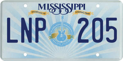 MS license plate LNP205