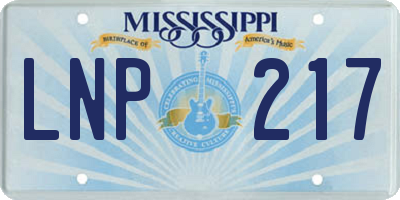 MS license plate LNP217