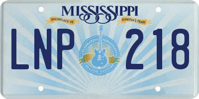 MS license plate LNP218