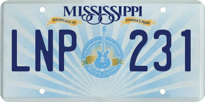 MS license plate LNP231