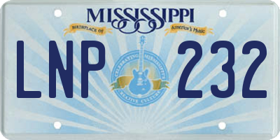 MS license plate LNP232