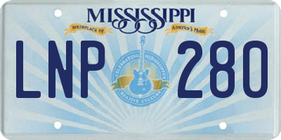 MS license plate LNP280