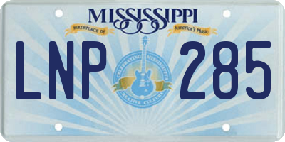 MS license plate LNP285