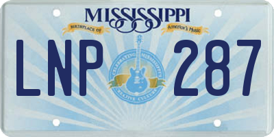 MS license plate LNP287