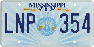 MS license plate LNP354