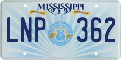 MS license plate LNP362