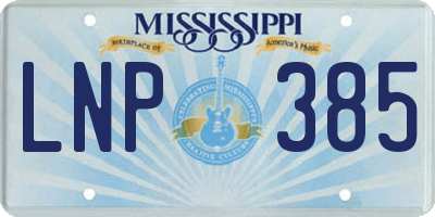MS license plate LNP385