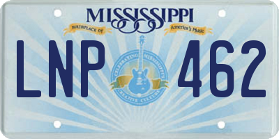 MS license plate LNP462