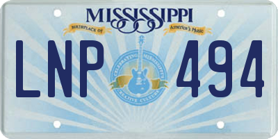 MS license plate LNP494