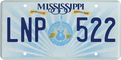 MS license plate LNP522