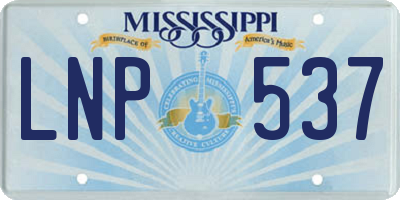 MS license plate LNP537