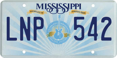 MS license plate LNP542